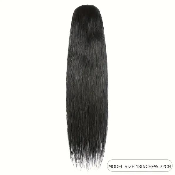 "Straight Human Hair Drawstring Ponytail Extension for Women, Clip-In Secure Fit, 10-28 Inch 100g/Pack, Natural Basic Style for All "	