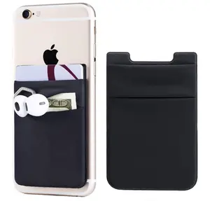 2Pack Adhesive Phone Pocket,Cell Phone Stick On Card Wallet Sleeve,Credit Cards/ID Card Holder(Double Secure) with Sticker for Back of iPhone,Android and All Smartphones-Black