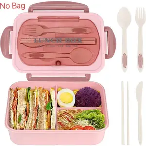 MIUVA 1220ml 3-Grid Lunch Box with Cutlery, BPA-Free & Food-Safe Materials, Portable Reusable Leak Proof Bento Box for Adults & Kids, Durable for On-the-Go Meal, Microwave & Dishwasher Safe, Tableware Sets Stock Up Christmas Gift