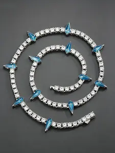 Hip-Hop Panther Full Diamond Necklace, Ice Blue Tip Luxury Men's Pendant Chain, Stylish Jewelry for Men, Trendy Accessory