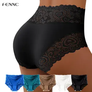5pcs Set of Women'S Sexy Daily Panties, Exquisite Heart Pattern, High-Elastic Fabric, Large Area Lace Patchwork Design,Suitable for Daily Wear，Soft Stretch Comfortable & Elegant Lace Lingerie, S-XXL summerwins
