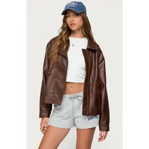 Edikted Women's Ardella Oversized Faux Leather Jacket Edikted Women's Ardella Oversized Faux Leather Jacket