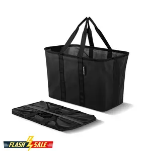 CleverMade EcoBasket Reusable Grocery Tote - Collapsible Storage Shopping Organizer - Heavy Duty Utility Bag Home