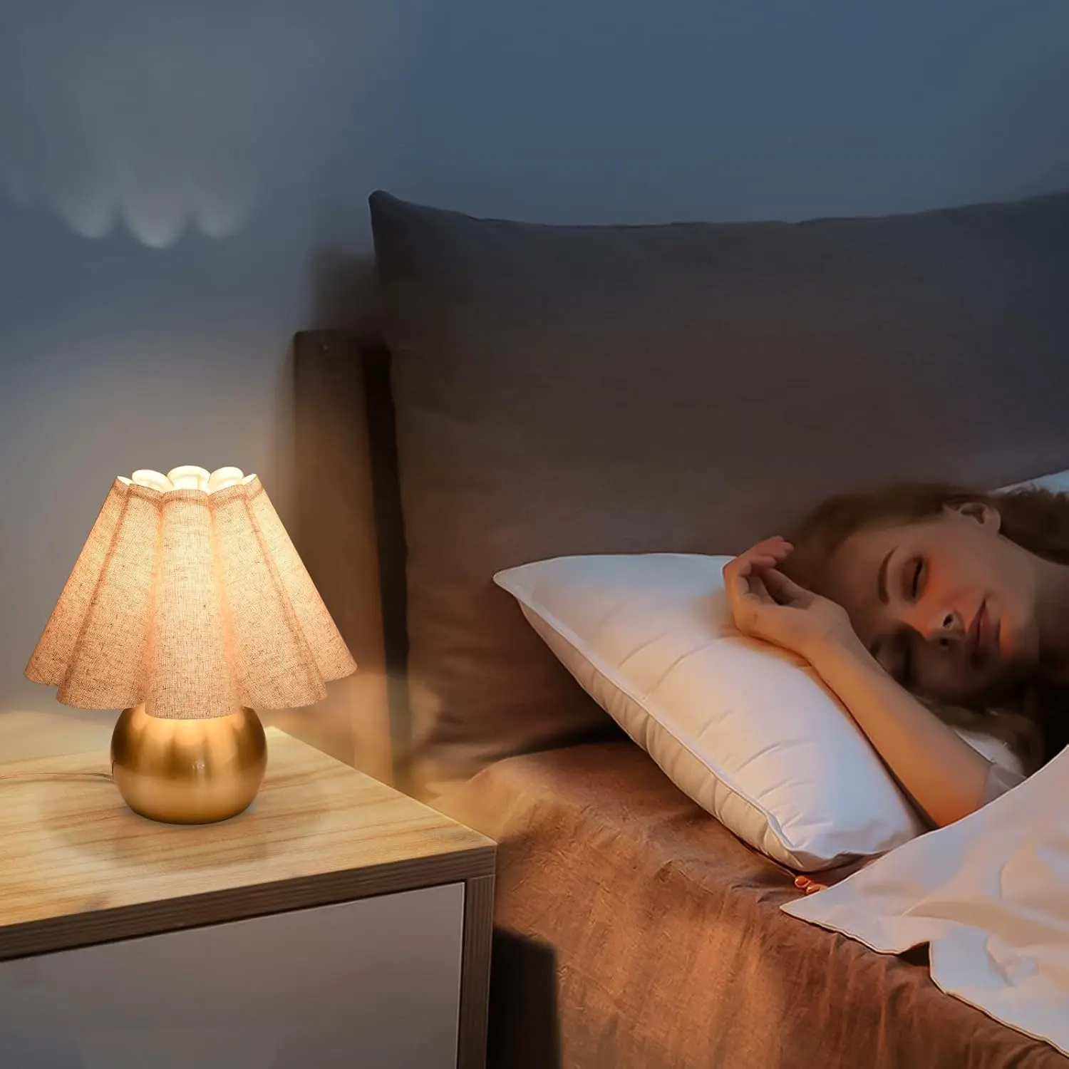 Small Bedside Table Lamp With Glass Shade – Dimmable 4-Level Touch, Timer 2/4/8 Hours, Warm White 5W LED Bulb Included, For Bedroom, Dorm, Office