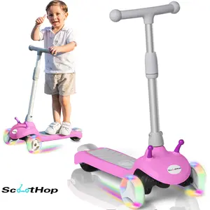 ScootHop K3 Electric Scooter for Kids 3-8 with LED Light-Up Wheels 3 Adjustable Heights C-Shaped Handle Lean-to Steer Design Gift for Boys Girls New Lithium Battery 5-8 Miles Range Safety Balance Bike Easy Assembly TikTokShopNewYear