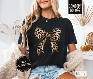 Leopard Bow Shirt, Coquette Cheetah Tshirt