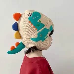 Cute Dinosaur Cartoon Ear Warmer Hat for Boys, Knitted Winter Cap for Kids, New Arrival Warm Woolen Hat, Windproof Girl Hat, Warm Beanie Hat, Christmas Gift
