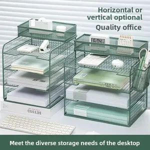 Langkes Premium Metal Desktop File Organizer Multi Layer Letter Tray Paper Holder Document Sorter Office Supplies Desk Organizer with Bookends