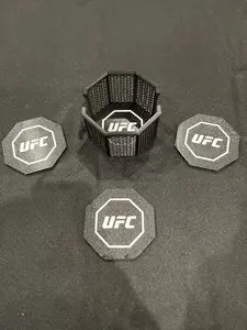 UFC Octagon Coaster Set with Cage Holder - 3D Printed, MMA Fan Gift, 4-Pack