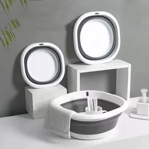 Foldable Bathroom Wash Basin, 1 Set Portable Compressed Folding Basin, Household Bathroom Supplies for Home & Dormitory, Bathroom Essentials
