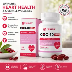 CoQ10 200mg Softgels with PQQ & Omega-3 by OMOGS – High Absorption Coenzyme Q10 for Heart Health, Energy Support, Immune System & Cellular Function – Gluten Free – 90 Softgels