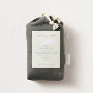 Standard 100% Linen Pillowcases Dark Gray - Casaluna