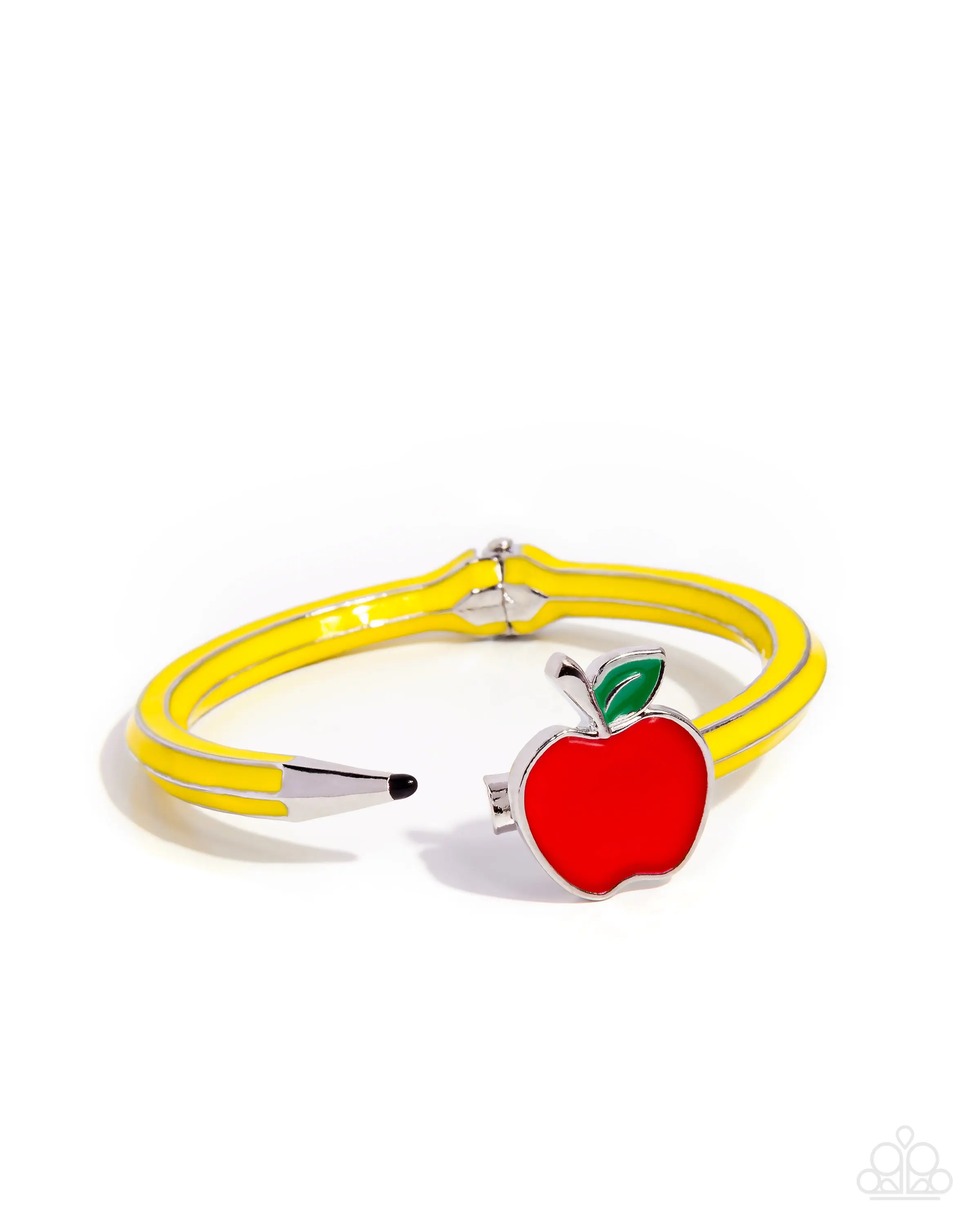 Teachers Promotion - Multi Red Apple Yellow Pencil Hinge Bracelet - Paparazzi