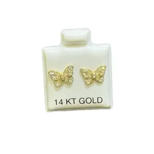 14k Gold Butterfly Earrings with Elegant Design Durable Finish for Women's Fashion Jewelry