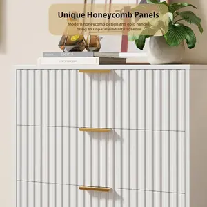 LH-White Storage Cabinet with Drawers Easy Assembly Home Furniture, Deep Drawers & Wide Modern Top, Long Large Double Dresser TV Stand and Storage Organizer for Bedroom, Living Room, Hallway, Kids Room