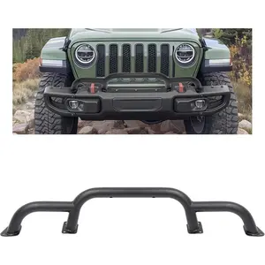 Front Bumper Brush Guard Bull Bar Compatible with 2018-2024 for Wrangler JL Gladiator JT Triple Hoop Bumper Bar Winch & Grille Guard Protector Replacement for 82216474 AA Steel Powder Coated