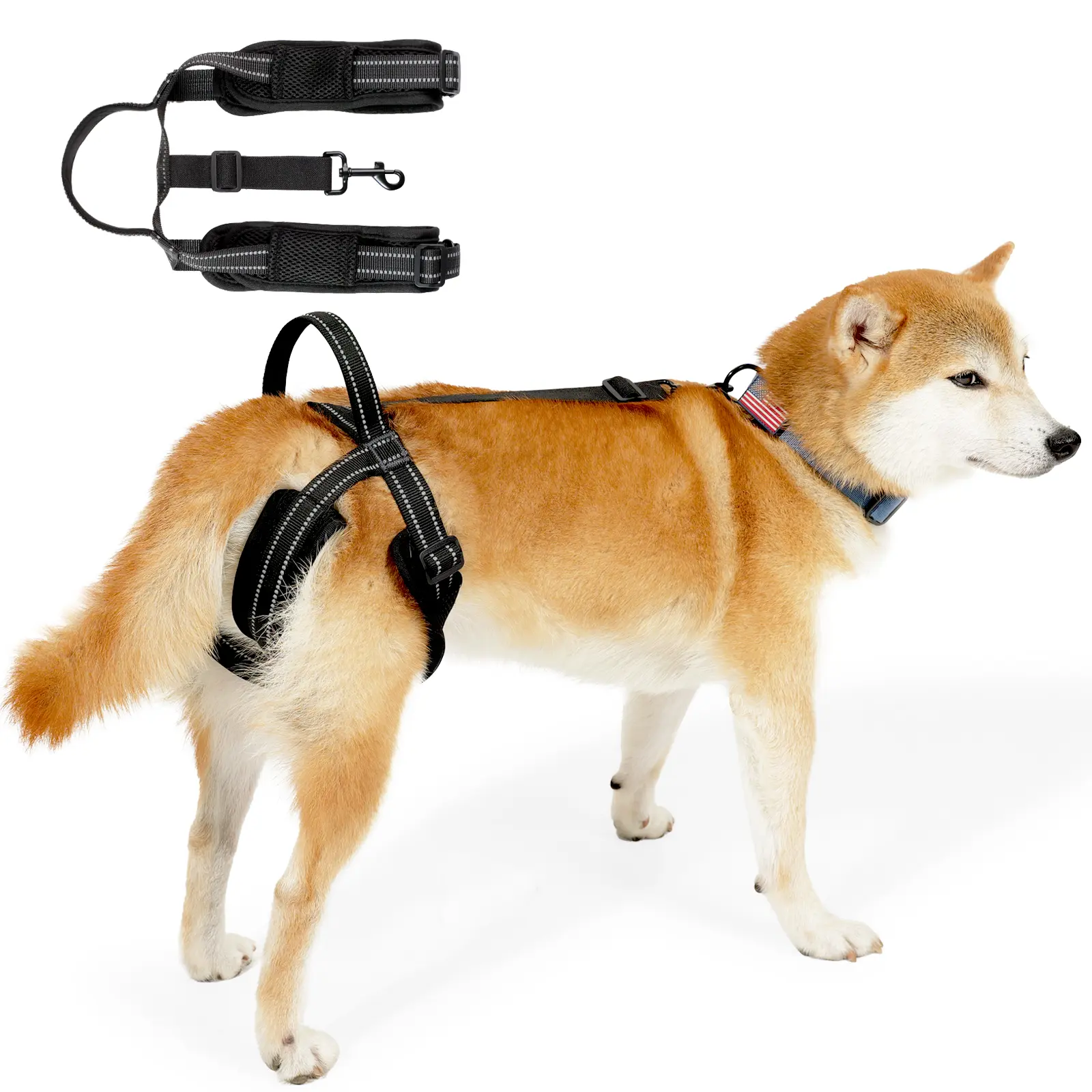 Dog Rear Leg Support Harness with Reflective Strips – Adjustable Hip & Hind Leg Lifting Aid for Senior Dogs, Post Surgery Recovery, Arthritis & Injury, Breathable Mesh Design with Comfortable Handle, Fits Small Medium Large Dogs