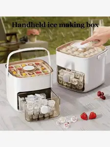 1 Piece 48 Compartment Ice Maker, Double Layer Design Portable Handheld Ice Maker, Large Capacity, No Electricity Required, Easy Press Lid Perfect For Home, Picnic, Party, Outdoor Use, Outdoor Ice Maker | Compartment Ice Maker | Ice Maker