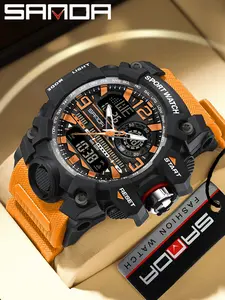 Men's Waterproof LED Luminous Sports Watch, G Style Military Outdoor Wristwatch, Multi-Function Digital Analog Display, Fashionable Design, Stylish Watch, Tactical Sport Watch