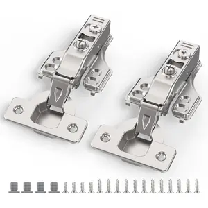 20 Pack 3/4" Full Overlay Soft Close Concealed Hinge for Face Frame & Frameless Door, 3D Adjustment, Clip-on Plate, Slow Self Closing Hidden Satin Nickel 105° Stainless Steel Hinges, 5/8"