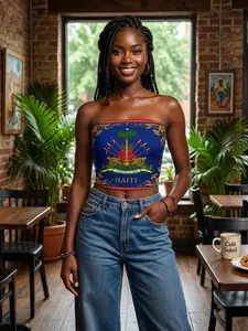 Haitian Culture - Scarf Shawl Wrap with Coat of Arms, Palm Tree and L'UNION FAIT LA FORCE Motto - Heritage Fashion Accessory Ideal for Cultural Events, Festivals or Daily Styling