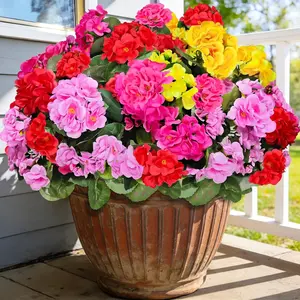 8 Bundles Artificial Geraniums Flowers for Outdoors Silk Fake Geraniums Flowers Fake Flower Bouquet Outdoor UV Resistant Faux Plants Flowers for Home Kitchen Patio Planter Gardens Table Cemetery Spring Decor(Mix Colors)