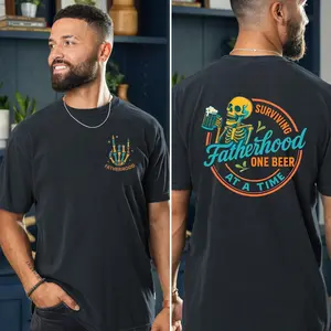 Surviving Fatherhood One Beer At A Time Shirt, Drinking Husband Shirt, Funny Father Day Tee Gift, Grandpa & Daddy Day Children Gifts,Tee
