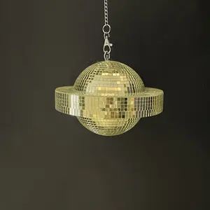 Disco Ball Rotating Glass Mirror Ball, Reflective Laser Hanging Decoration, Bar Disco Party Decor, Cool Hanging Ball