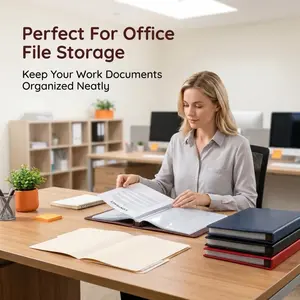 40 Pockets PU Leather A4 Display Book, Double Sided Visible File Folder, Premium Document Organizer for Office, Recipes, Art Portfolio, Safe File Storage Binder, Ideal Gift for Men & Women