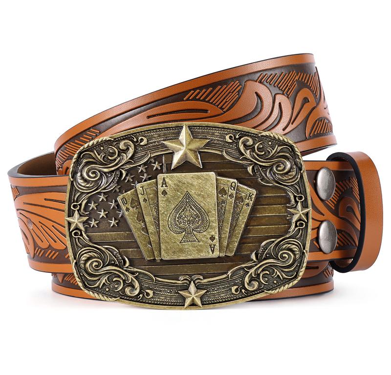 BELTROAD Western Cowboy Belts for Men Women, Mens Western Belt Bull Buckle Country Belt Cowboy Leather Belt for Jeans