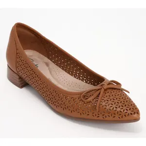 Clarks Collection Leather Perforated Flat -Natalyn Step