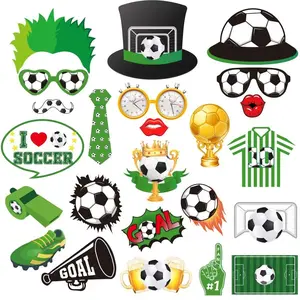 24-Piece Football Theme Party Photo Props Set, Perfect for Birthdays & Sports Events, Fun Paper Decorations for Festive Celebrations