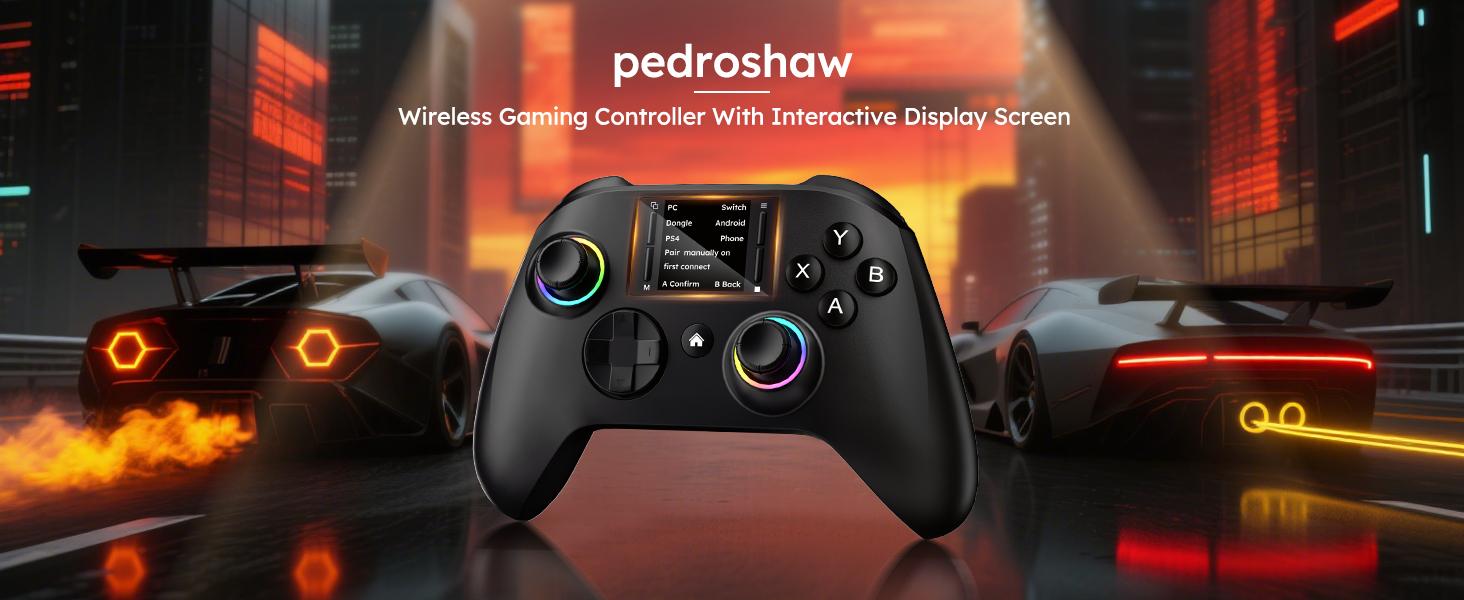 Interactive Screen Wireless Gaming Controller for PC/PS4/Switch/Android/iOS, Gamepad with Phone Clip for Gamers,4 Programmable/Turbo/6-axis Gyro/Dual Vibration/RGB Lighting/Wake-up/Wake-up/1000mAh Interactive Screen Wireless Gaming Controller for PC/PS4/Switch/Android/iOS, Gamepad with Phone Clip for Gamers,4 Programmable/Turbo/6-axis Gyro/Dual Vibration/RGB Lighting/Wake-up/Wake-up/1000mAh