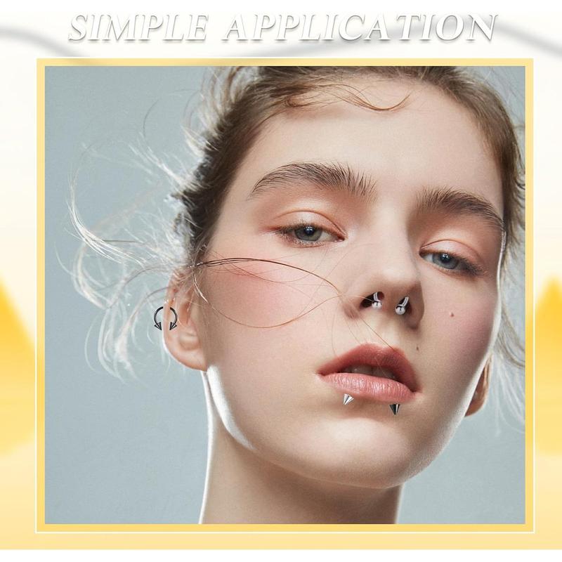 Spike Lip Rings Snake Bite   Vertical Labret  Monroe Lip Barbell Horseshoe Ring Snug Daith Rook Conch Tragus Helix Cartilage Earring for Women Men 32 count 16G