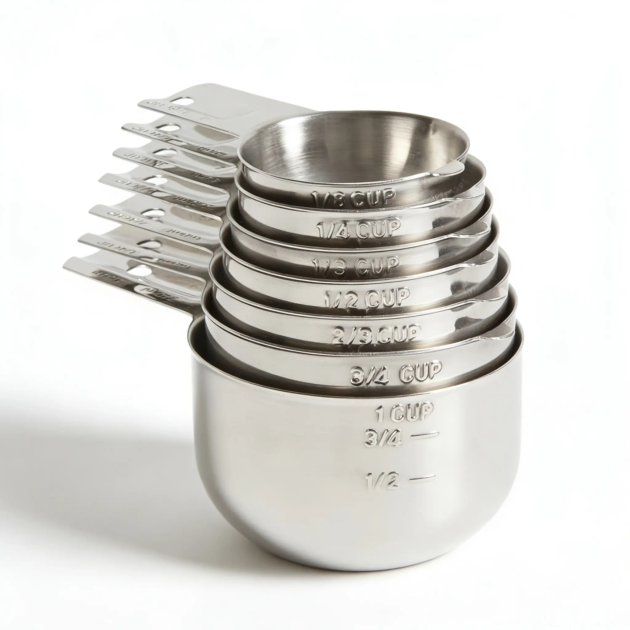 7-Piece Nested Stainless Steel Measuring Cups Set, Etched Markers, No More Chaos, Essential Kitchen Utensils, Durable & Precise, Food Measuring Tool, Measure Cups