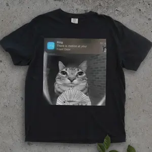 Ring Cat with Motion Meme - Funny Cat Shirt, Parody Tees, Funny Cat, Cat Meme, Meme Shirts, Shitpost Shirt, Silly Shirts Cotton Oversized VHK