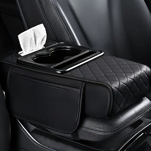 PU Leather Compact Rectangular Car Center Console Storage Box - Auto Interior Organizers, Universal Fit Gap-Filling Pad, Anti-Slip Auto Interior Accessory for Stowing & Tidying
