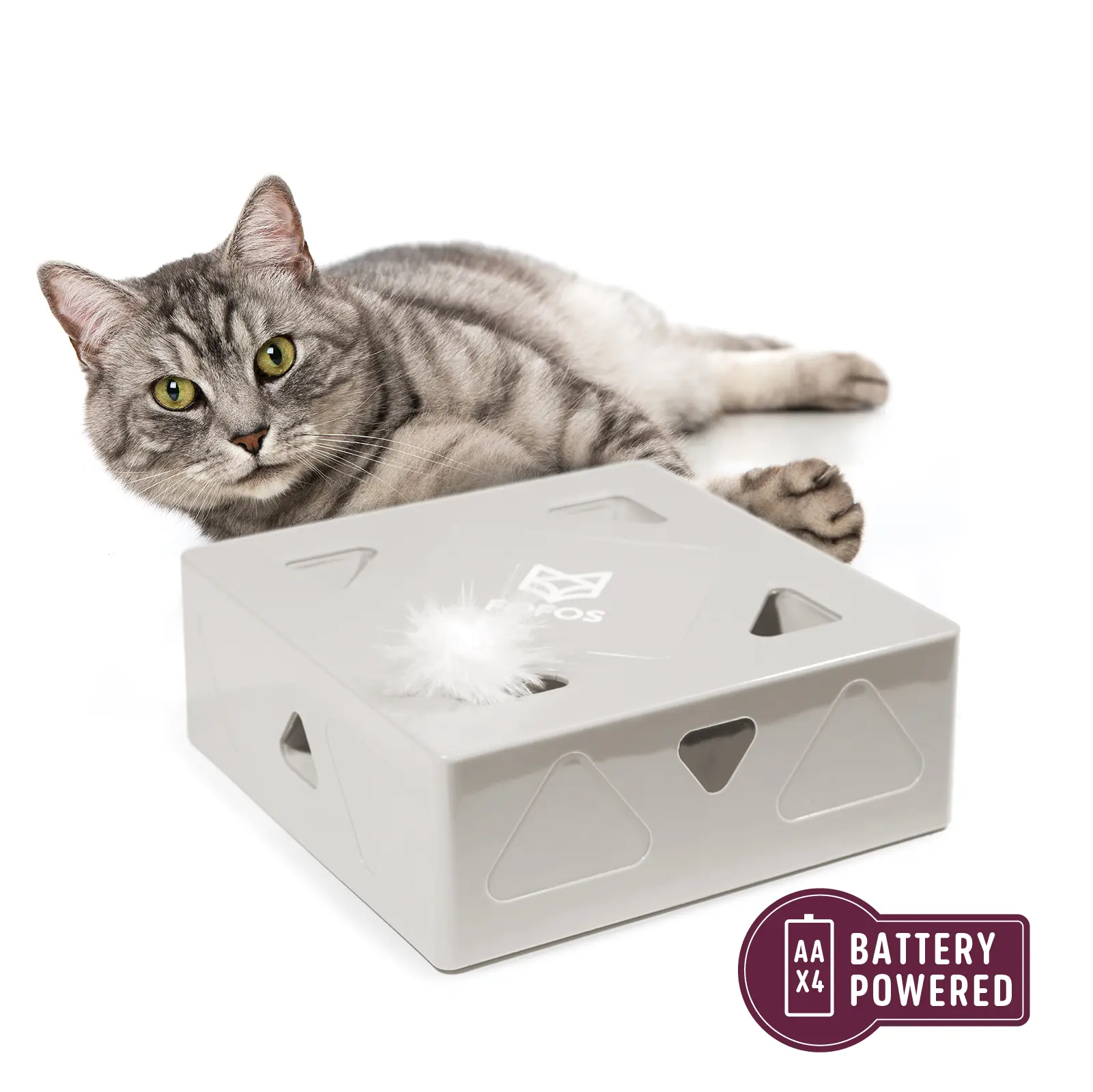 FOFOS ErratiCat Interactive PIR CAT Toy, Infra Red Automatic Starting and Stoppage, Battery Rechargeable, Feather Replacements Included