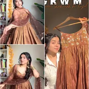 Designer Party Wear Look Gown - Dupatta in Embroidered Sequence Work for Women, Formal Womenswear