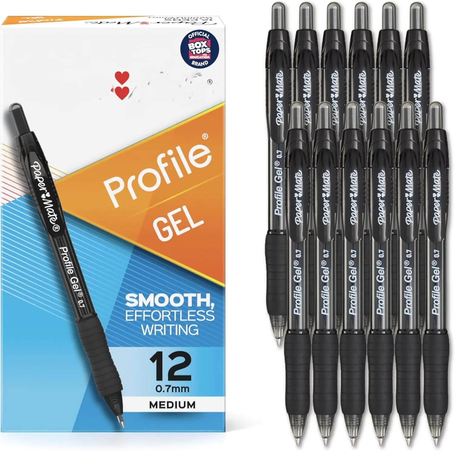Gel Pens, Medium (0.7mm), Black, 12 Count