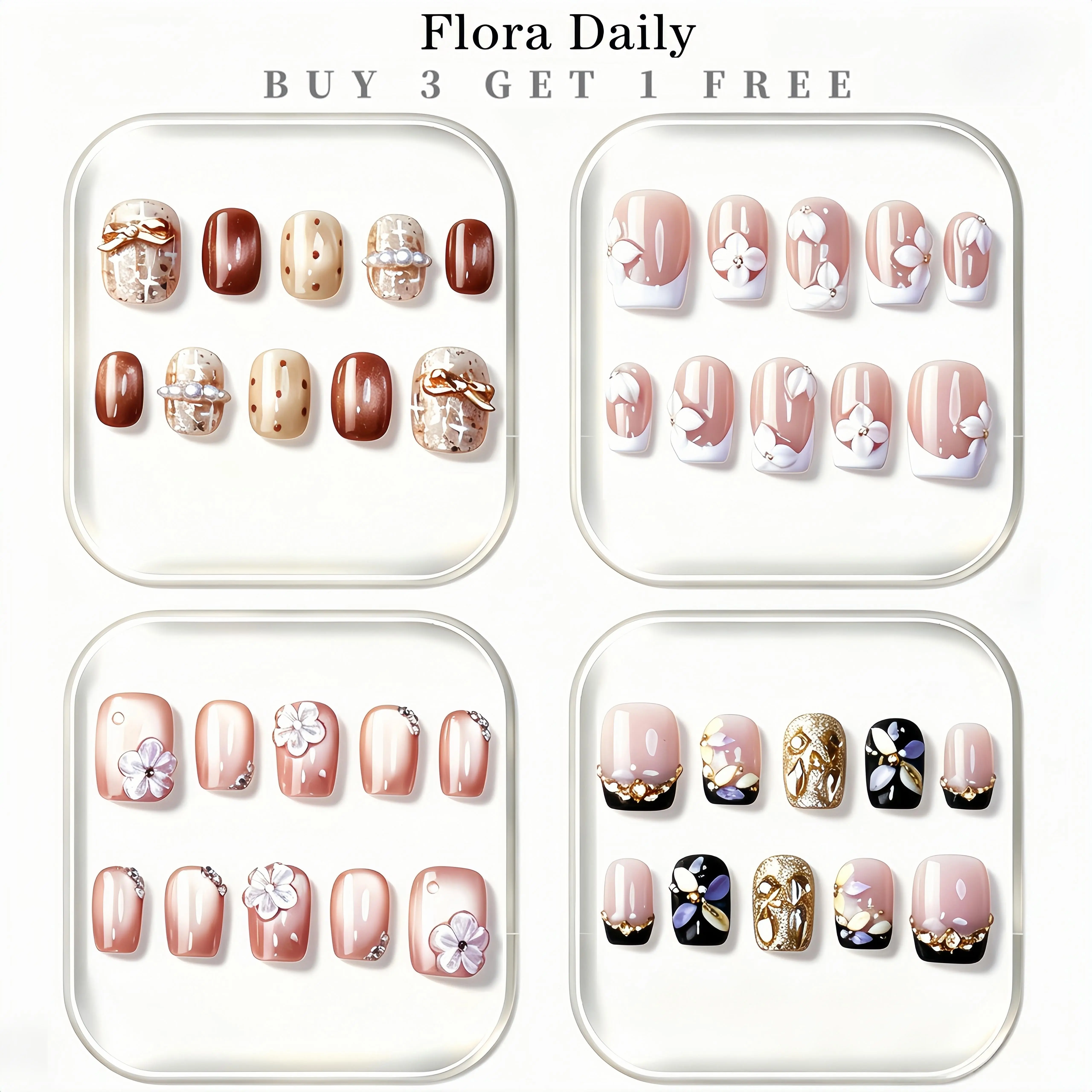 False Nail Kit, Beauty & Personal Care Nail Art Decoration Accessory - Flora Daily Theme,