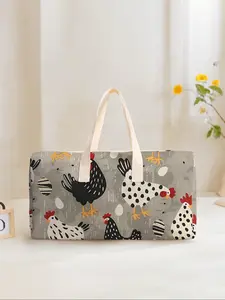 Large Capacity Corduroy Travel Bag Luggage Backpack, Rooster Pattern Printed, Casual Yoga Fitness Handbag, Short Trip Storage, Weekend Outing, Portable Travel Bag