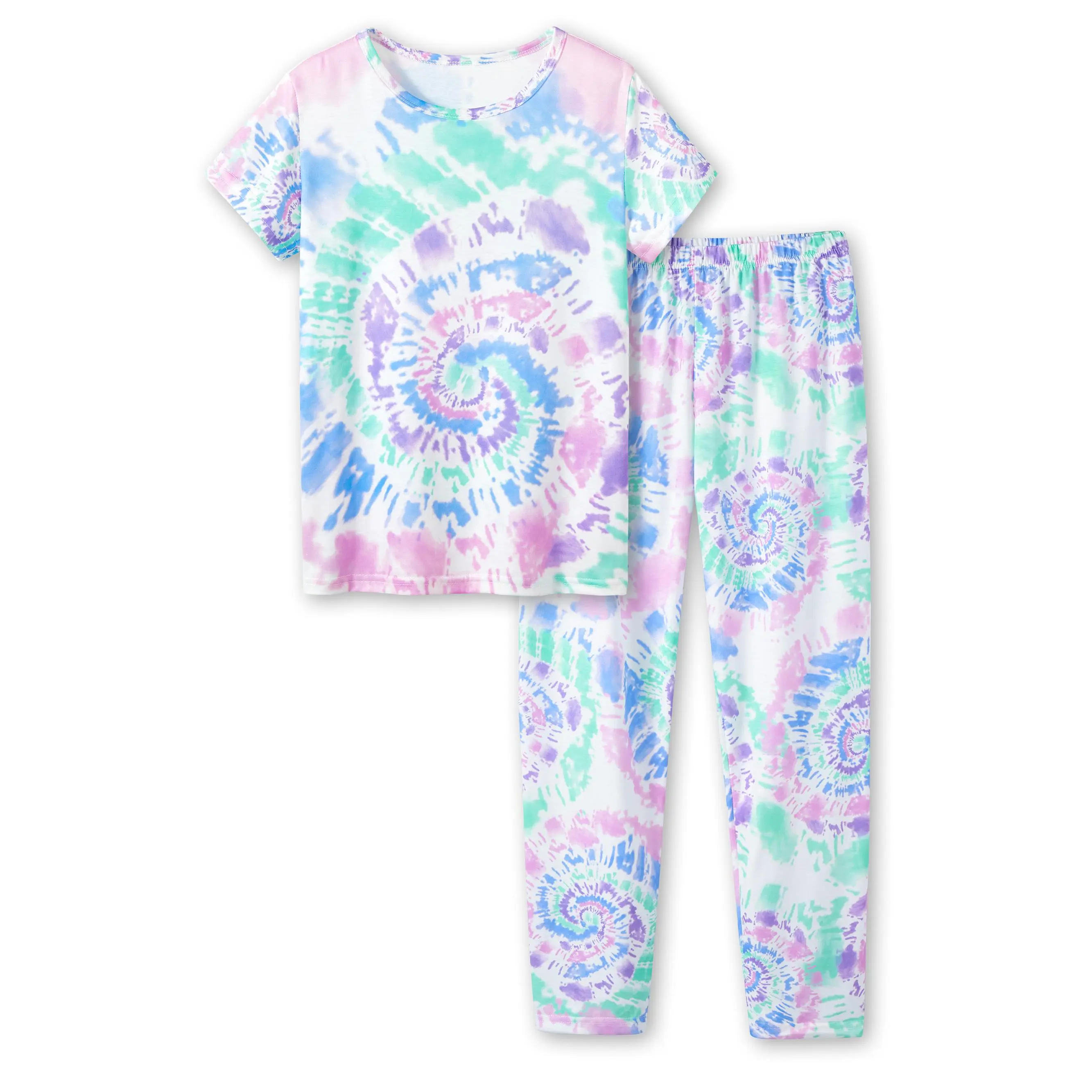 Tween Clothes Trendy Tie Dye Spiral Pajamas for Girls 2-Piece Shirt & Pants PJ Set Jammies Size 6 - 18