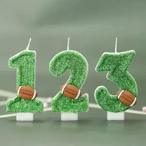 Handmade American Football Number 0-9 Candles, Cake Topper for Kids Rugby Enthusiasts’ Party Decor, Home & Festive Business Supplies