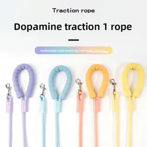 Dopamine Style Nylon Dog Leash Outdoor Pet Traction Rope Soft Comfortable Handle for Dog Walking Training and Daily Use