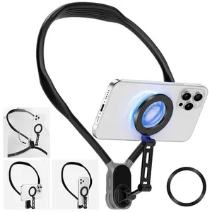 Dedicated neck-mounted phone mount for recording; magnetic neck/chest mount; hands-free phone mount with shock-absorbing chest strap; hands-free first-person view neck mount compatible with iPhone 15/14/13/12 series and all Android phones