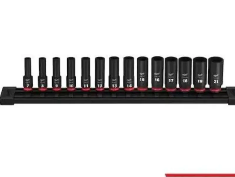 Milwaukee 49-66-7008 3/8" Drive Metric Deep Impact Socket Set, 14-Piece Tools with $75 Chuck