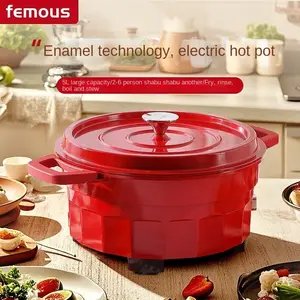 Multi-Function Electric Enamel Pot - 5-Second Instant Heat, Non-Stick 3-in-1 Hot Pot, Grill & Pancake Pan for Home, Easy Storage, Stir-Fry & Soup Kitchen Appliance