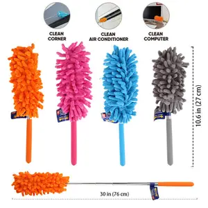 3 Pack Extendable Microfiber Duster  Set Cleaning Tool Assorted Colors dorm essential extension pole