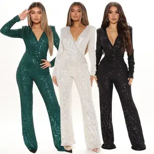 elegant party jumpsuit Y2K Elegant Spring Jumpsuit Women Deep V Neck Slim Sequin Romper Women Jumpsuits Women's Adjustable Bib Overall Shorts Striped Hooded Sleeveless pink